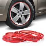 Inele de protectie si decor jante, adezive, din plastic flexibil - rosu, AVEX