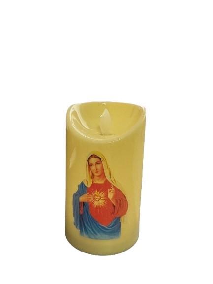 Lumanare Decorativa cu LED, Model Fecioara Maria, 13cm, Functionare pe Baterii