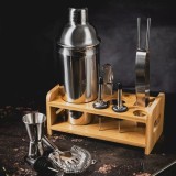 Set barman pentru bauturi si cocktail-uri, shaker, 15 piese, argintiu, Klausberg