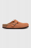 Birkenstock papuci din piele Boston barbati, culoarea portocaliu, 1027100