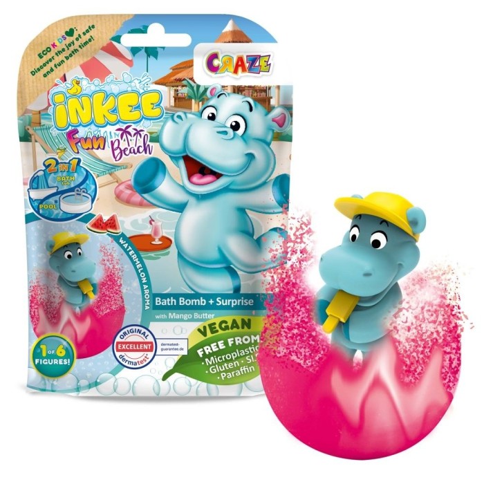 Craze - Bila de baie Inkee cu surpriza hipopotam la plaja