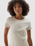 Tricou regular cu adaos de materiale reciclate pentru femei - culoare crem, 4F Sportswear