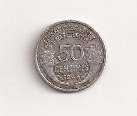 Moneda Franta - 50 Centimes 1945 v1 foto