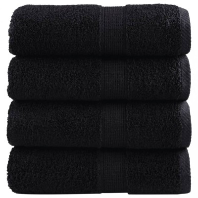 vidaXL Prosoape de baie premium SOLUND, 4 buc., negru, 30x30 cm, 600 g/m&amp;sup2; foto