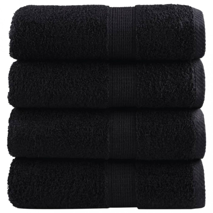 vidaXL Prosoape de baie premium SOLUND, 4 buc., negru, 30x30 cm, 600 g/m&sup2;