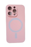 Huse silicon cu incarcare wireless MagSafe compatibila cu Iphone 14 Pro Roz, Carcasa