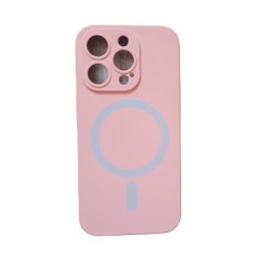 Huse silicon cu incarcare wireless MagSafe compatibila cu Iphone 14 Pro Roz