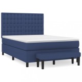 Cumpara ieftin Pat continental cu saltea, albastru, 140x200cm, material textil