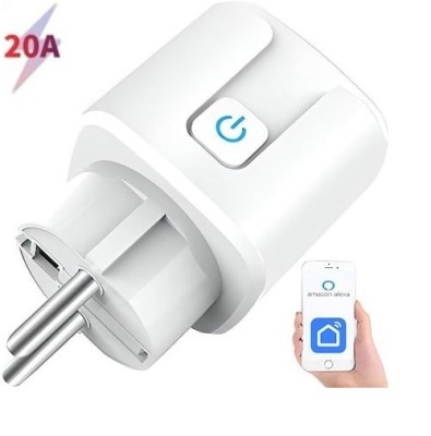 Priza inteligenta WiFi,20 Ah, Monitorizare consum energie, conectare Alexa si Google Assistant, Alb foto