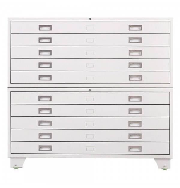 Dulap metalic pt. Desene, Harti A1 cu 10 sertare, 1000x700x1190 mm (LxlxH), Asamblat, PLUS