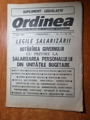 revista ordinea 5 mai 1991-legile salarizarii foto