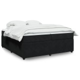 Cumpara ieftin Pat box spring cu saltea, negru, 200x200 cm, catifea