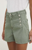 Cumpara ieftin Answear Lab pantaloni scurti jeans femei, culoarea verde, neted, high waist