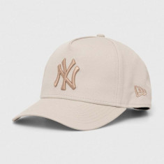 New Era șapcă de baseball din bumbac culoarea bej, cu imprimeu, NEW YORK YANKEES