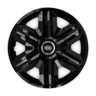 Set 4 capace roti Hubcaps fast black R15 Compatibil Cu Kia foto