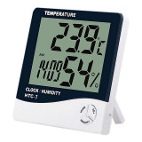 Termometru si higrometru digital de camera Techstar&reg; HTC-1, afisare Ora, Temperatura, Umiditate, Alb
