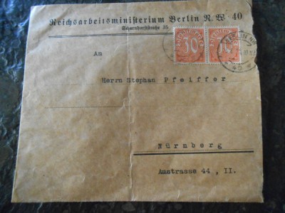 Plic circulat Berlin, Germania reich, 192, stare buna foto