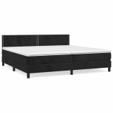Cumpara ieftin Pat box spring cu saltea, negru, 200x200 cm, catifea