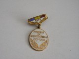 QW9 L 10 - Insigna - tematica comunism - Fruntas in gospodarirea comunei an 1973, Romania de la 1950