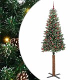 VidaXL Brad de Crăciun subțire cu 300 LED Verde și alb 210 cm 3394912