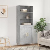 vidaXL Dulap &icirc;nalt, gri beton, 69,5x34x180, lemn compozit