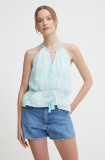 Cumpara ieftin Pepe Jeans bluza DAISY femei, culoarea turcoaz, neted, PL304821