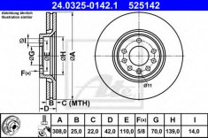 Disc frana OPEL VECTRA B (36) (1995 - 2002) ATE 24.0325-0142.1 foto