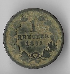 Moneda 1 kreuzer 1852 - Baden foto