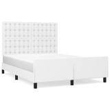 Cumpara ieftin Cadru de pat cu tablie, alb, 140x190 cm, piele ecologica