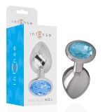 Intense Anal Toys-Plug Anal din Metal cu Cristal Albastru &ndash; Mărime L