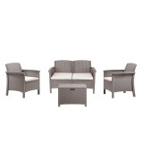 Set de mobilier de grădină Venus II cu 4 locuri, culoare grafit și cappuccino