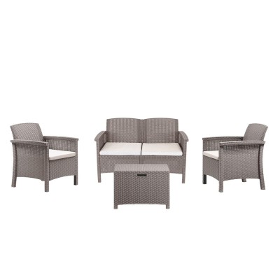 Set de mobilier de grădină Venus II cu 4 locuri, culoare grafit și cappuccino foto