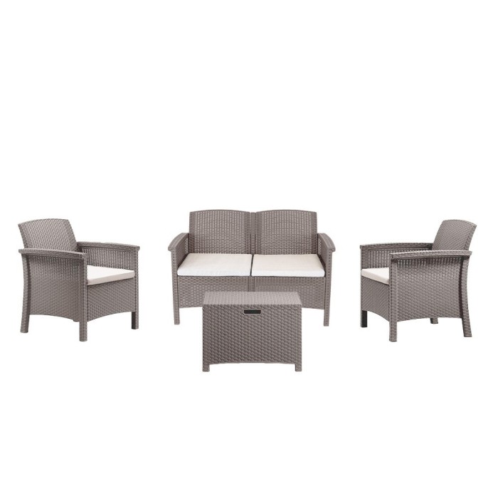 Set de mobilier de grădină Venus II cu 4 locuri, culoare grafit și cappuccino