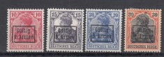 ROMANIA 1918 TIMBRE GERMANE CU SUPRATIPAR GULTIG 9 ARMEE GUMA ORIGINALA POINCON