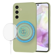 Husa silicon Samsung Galaxy A35 5G Techsuit SoftFlex MagSafe, verde foto