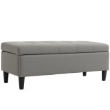 HOMCOM Bancă cu depozitare 136 L, 110x41x42 cm, piele ecologică potrivită pentru animale de companie, gri | Aosom Romania