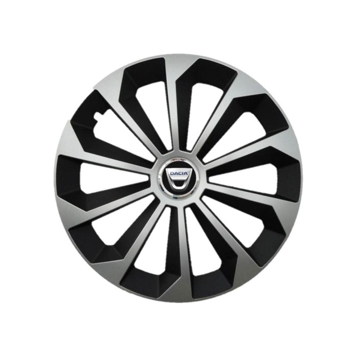 Set 4 Capace Roti 15 inchi (R15) Fame Gri-Negru, Compatibile Cu Dacia