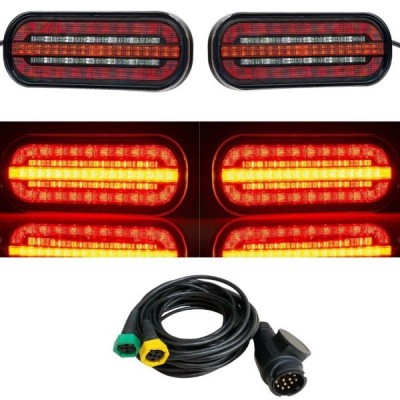 2 x LED Lumini Spate Dynamic Intermitente cu Cablu Pentru Camion Remorca 12v 24v E9 foto