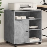 Gossi suport pentru imprimanta cu roti, gri beton, 60x50x67 cm