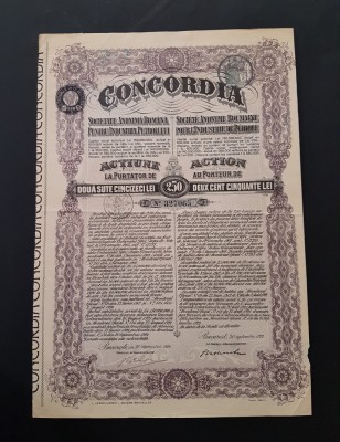 Actiune 1922 petrol soc. CONCORDIA , titlu , actiuni foto