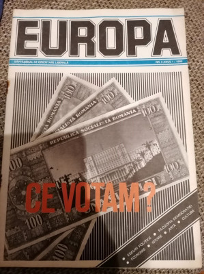 REVISTA EUROPA , NR 5 , ANUL 1 , 1990 - SAPTAMANAL DE ORIENTARE LIBERALA foto