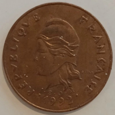 Moneda Noua Caledonie - 100 Francs 1992 - An mai rar foto