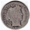 SUA One Dime=10 Cents 1911 S argint 90% aprox 2,5 gr.necuratata cu patina, America de Nord