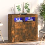 vidaXL Servantă cu lumini LED, stejar fumuriu, 80x35x75 cm