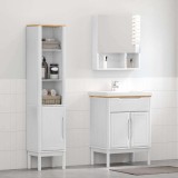 Cumpara ieftin Set de mobilier pentru baie FLORO 2 buc. Alb Lemn de pin masiv