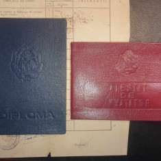 Atestat si Diploma de invatator (carnet si certificat) din 1955, 1957, 1961