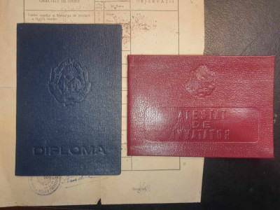 Atestat si Diploma de invatator (carnet si certificat) din 1955, 1957, 1961 foto