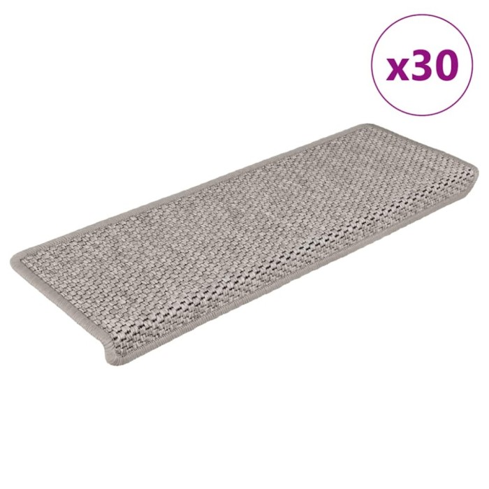 vidaXL Covorașe autoadezive scări, 30 buc., argintiu, 65x21x4cm, sisal