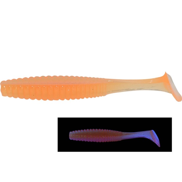 Shad Hide Up Stagger Original 1.5&quot; Salt, S-09 Luminos Orange UV, 4cm, 8buc/pac