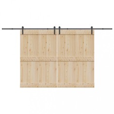 Set feronerie pentru uși glisante, negru, 400 cm, oțel